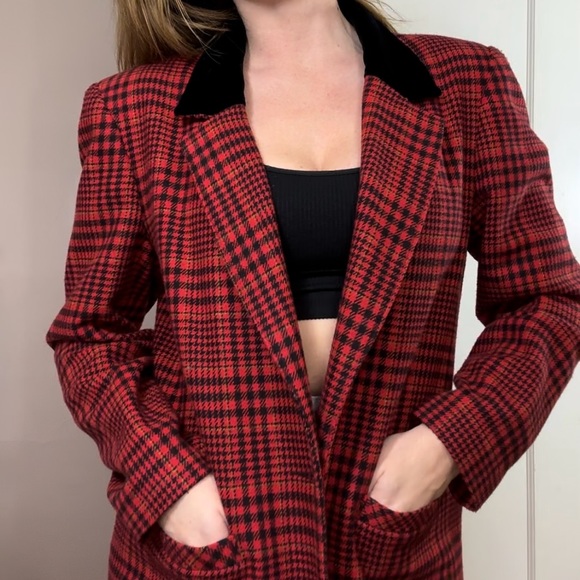 Vintage 1990s Wool Tartan Plaid Blazer - Picture 4 of 10